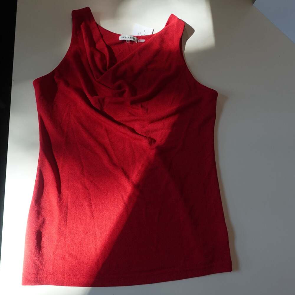 Paparazzi Women's Sleeveless Cowl Neck Top in Red